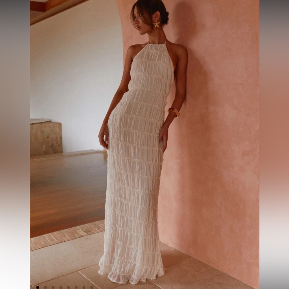 Elegant White Halter Maxi Dress
